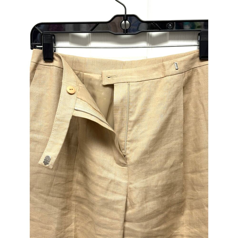 Vintage Talbots Pants Tan Linen High Waist Lined Pleated Dress Slacks, Size 4 - Picture 5 of 6